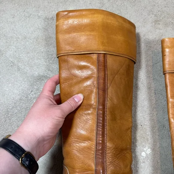 Vintage Tan Leather Knee-High Boots