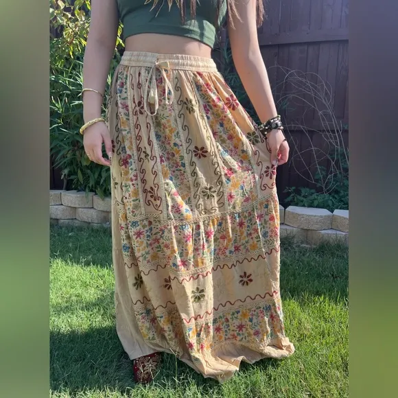 Vintage Vibe Floral Patchwork Skirt