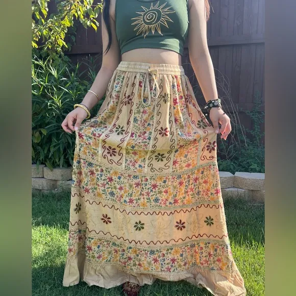 Vintage Vibe Floral Patchwork Skirt