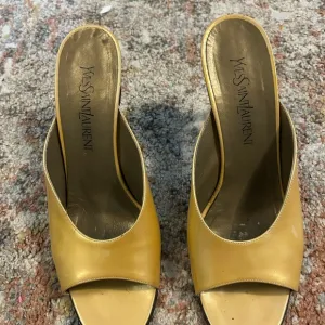 Vintage Yves Saint Laurent Women's Yellow Open-Toe Mules