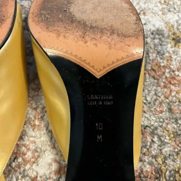 Vintage Yves Saint Laurent Women's Yellow Open-Toe Mules