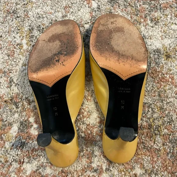 Vintage Yves Saint Laurent Women's Yellow Open-Toe Mules