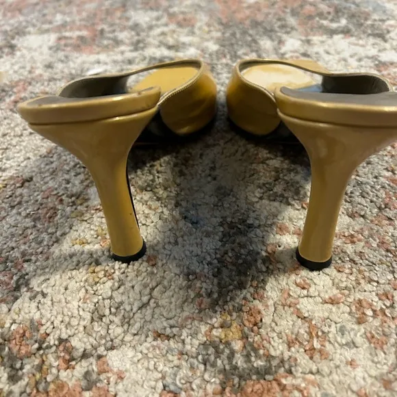 Vintage Yves Saint Laurent Women's Yellow Open-Toe Mules