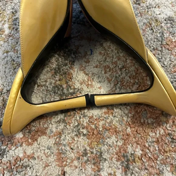 Vintage Yves Saint Laurent Women's Yellow Open-Toe Mules