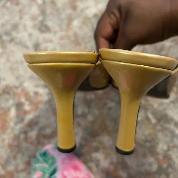 Vintage Yves Saint Laurent Women's Yellow Open-Toe Mules