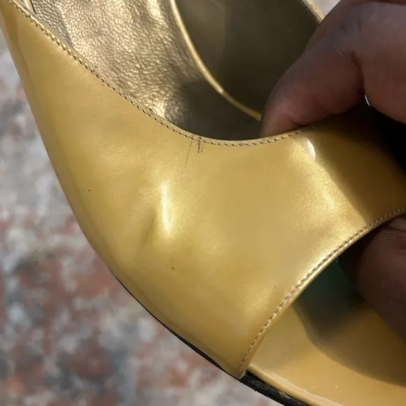 Vintage Yves Saint Laurent Women's Yellow Open-Toe Mules