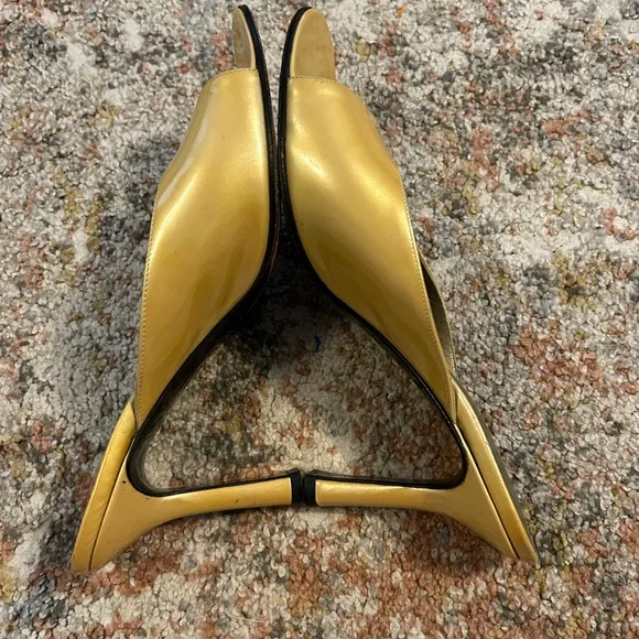 Vintage Yves Saint Laurent Women's Yellow Open-Toe Mules
