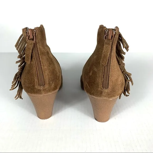 Violet &amp; Red Jordan Fringe Suede Ankle Boots