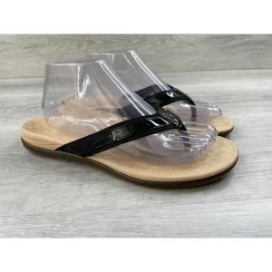 Vionic 44 Tide TVW1002 Women's 9 Black Leather Toe Post Slip-On Flip-Flop Sandal