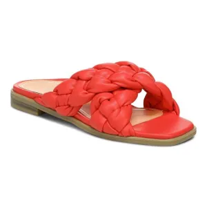 Vionic Kalina in Poppy Pink Braided Woven Leather Slide Sandals NWT Womens 7