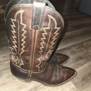 VTG CODE‎ WEST Classic Western Cowboy Boots Brown/black Leather men's Si…