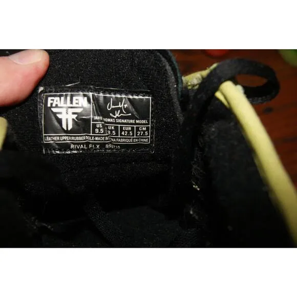 VTG Y2K Fallen Jamie Thomas RIVAL FLX Mens 9.5 Skate Shoes Black Neon Green Puff