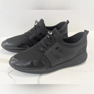 VTKIX Men's Slip-On Leather Knitted Invisible Black Size 16 Athletic Sneakers