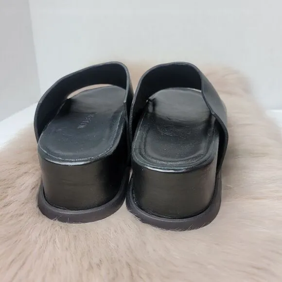 Wal &amp; Pai Stone Black Leather Slide Women's Platform Shoes Size 6.5 US 37EUR