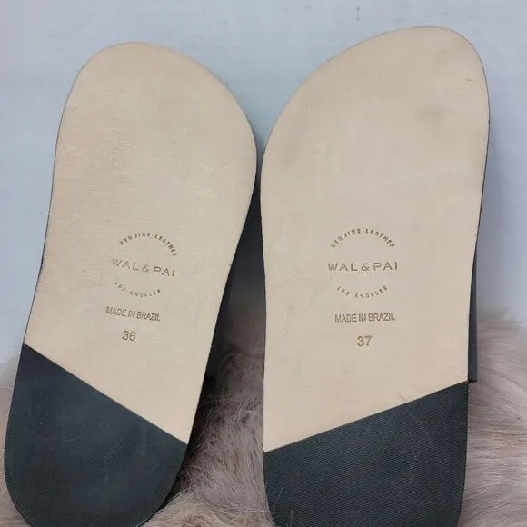 Wal &amp; Pai Stone Black Leather Slide Women's Platform Shoes Size 6.5 US 37EUR