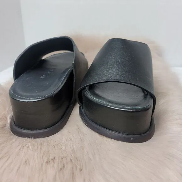 Wal &amp; Pai Stone Black Leather Slide Women's Platform Shoes Size 6.5 US 37EUR