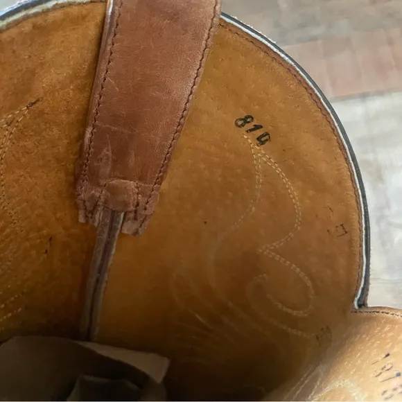Western Cowboy Leather Boots Classic Natural Tan Mens Size 9
