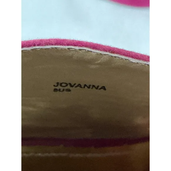 Woman’s Shoe Dazzle Jovanna Pink Suede Size 8 Gold Stiletto Heel Platform