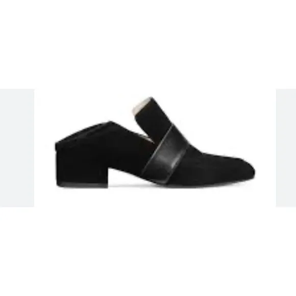 Woman's Stuart Weitzman Wylie Black Loafer Mule Sz‎ 8.5 Suede Leather Shoes