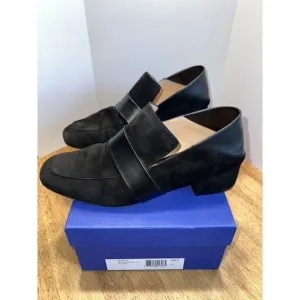 Woman's Stuart Weitzman Wylie Black Loafer Mule Sz‎ 8.5 Suede Leather Shoes