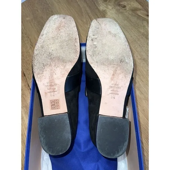 Woman's Stuart Weitzman Wylie Black Loafer Mule Sz‎ 8.5 Suede Leather Shoes