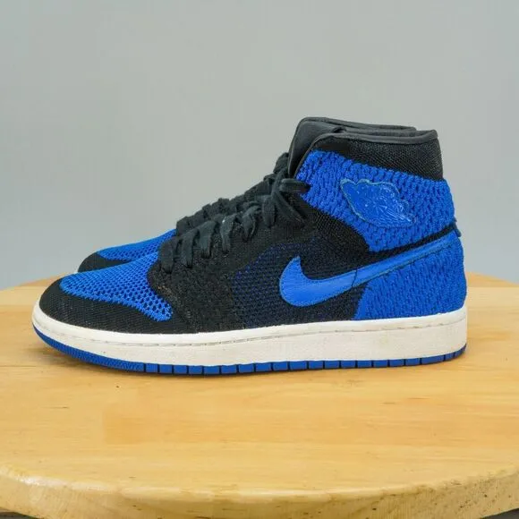 Womens 8 / 6.5Y - Nike Air Jordan 1 Retro High Flyknit Shoes Royal Blue Sneakers