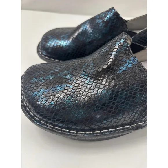 Women's Alegria Debra Oceanic Loafer Size 41 EU Black Blue Snake Print