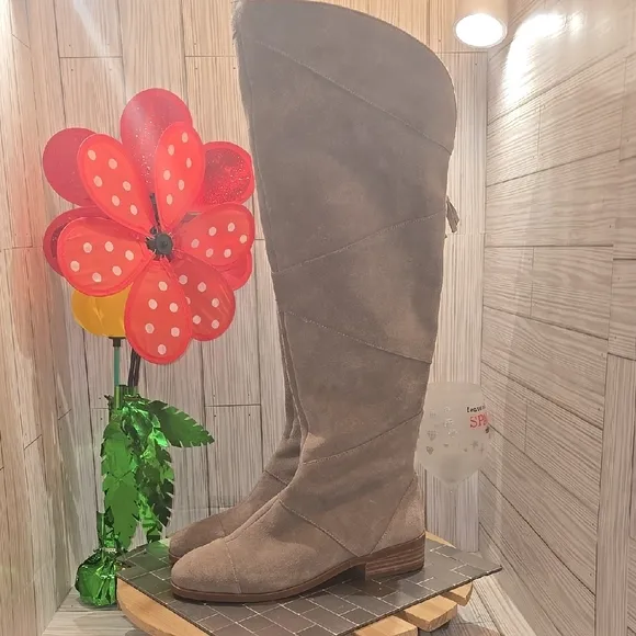 Women's Beige Suede Knee-High Boots