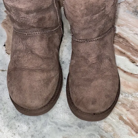 Womens Classic Tall UGG Suede Boots 5815 Dark Chocolate Brown Sheerling Size 7