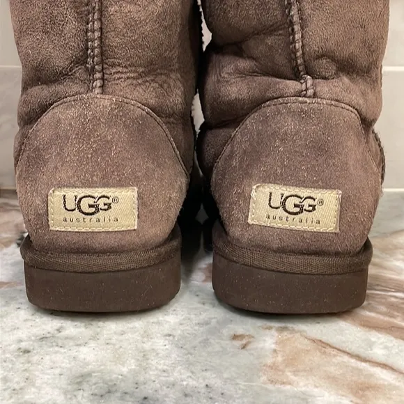 Womens Classic Tall UGG Suede Boots 5815 Dark Chocolate Brown Sheerling Size 7