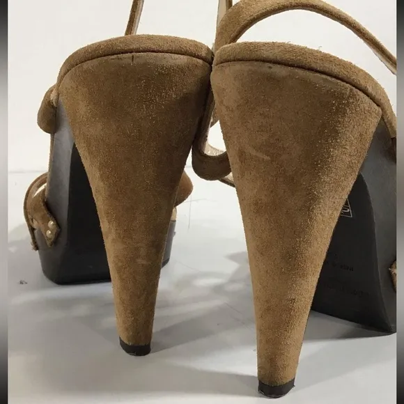 Women’s Jimmy Choo Brown Suede Strappy Platform Sandals Size 38