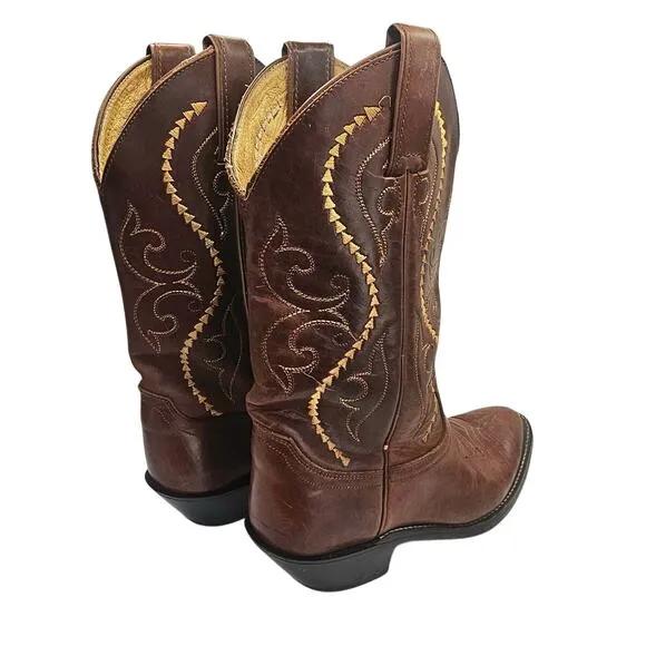 Women's Justin Boots Brown Leather Classic Western Cowgirl Boots