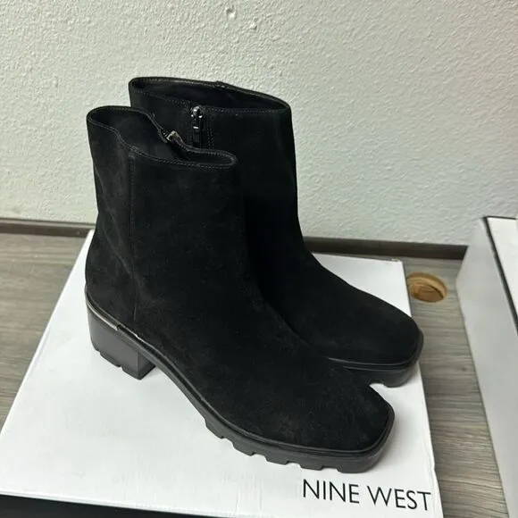 Women's Nine West Remmie Black Suede Ankle Boots
