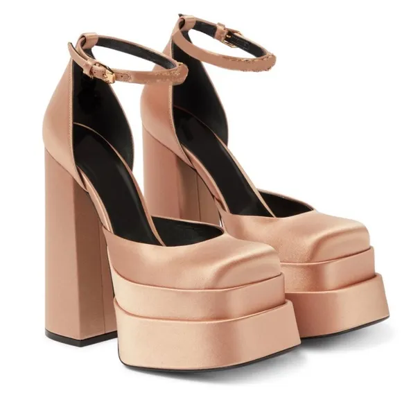 Women's Nude Double PlatformShoes Size 36.5