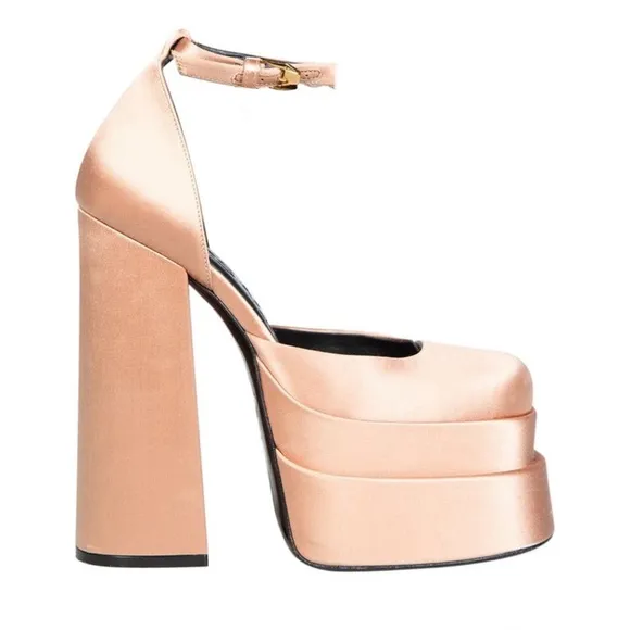 Women's Nude Double PlatformShoes Size 36.5