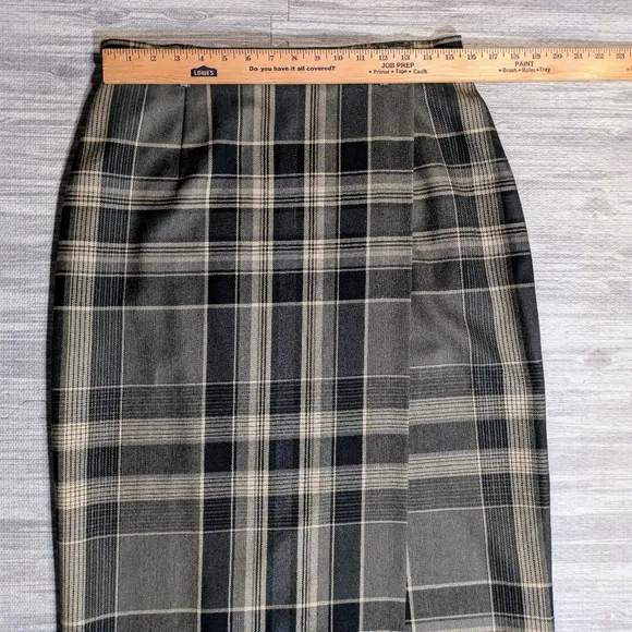 Women's Ralph Lauren Classic Wool Plaid Wrap A-line Skirt, Green &amp; Tan, Sz 14