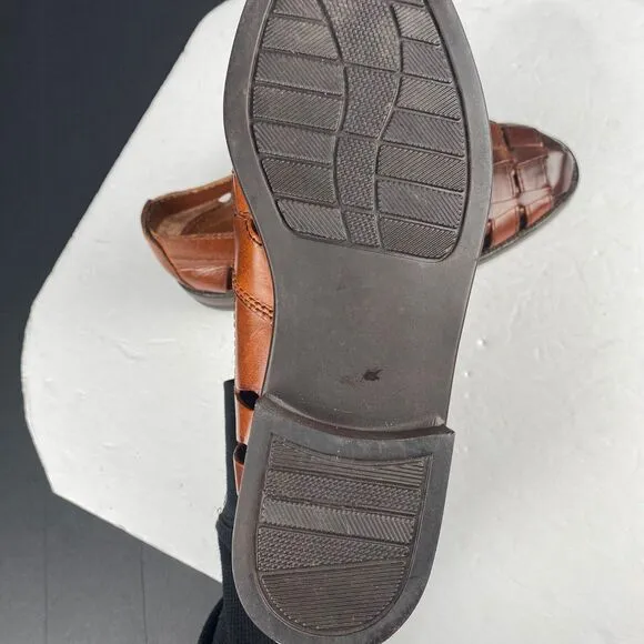 Woodbridge woven leather women's Brown sandals Size 9