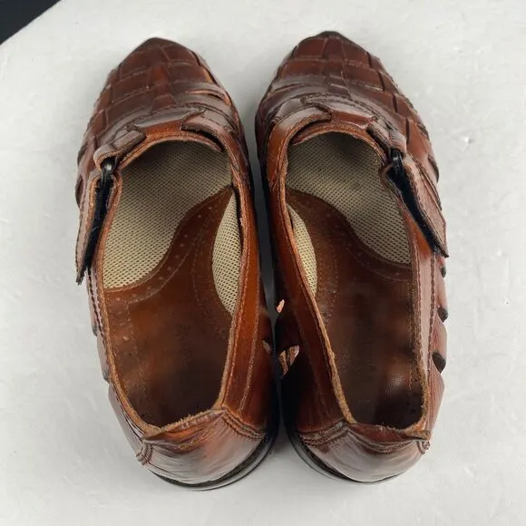 Woodbridge woven leather women's Brown sandals Size 9