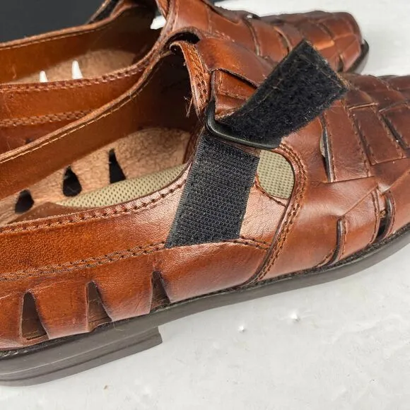 Woodbridge woven leather women's Brown sandals Size 9