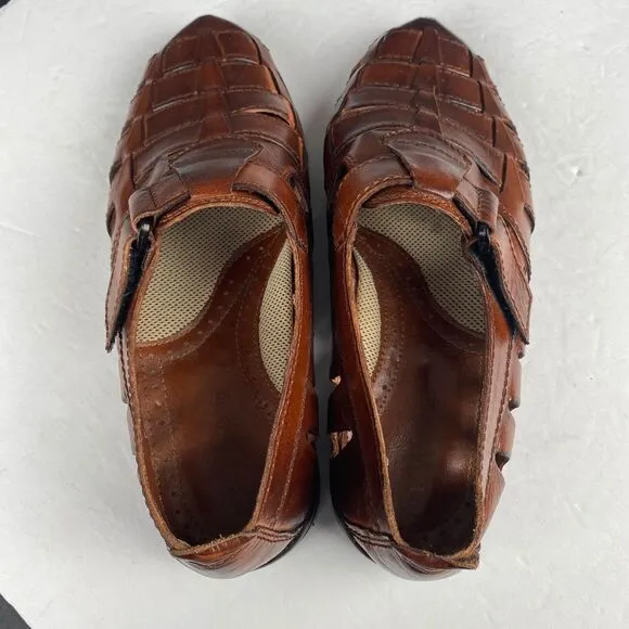 Woodbridge woven leather women's Brown sandals Size 9