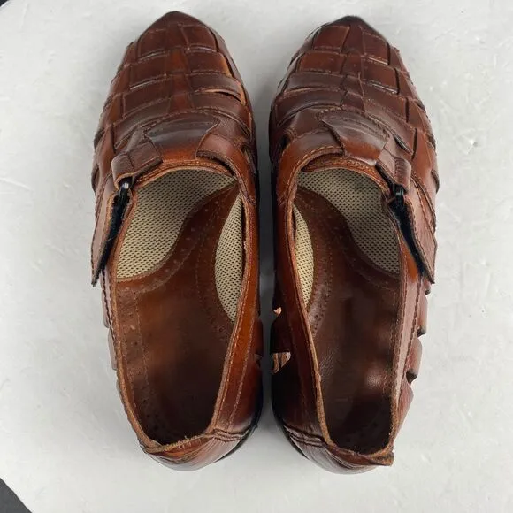 Woodbridge woven leather women's Brown sandals Size 9