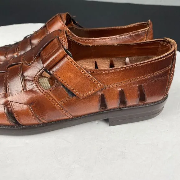 Woodbridge woven leather women's Brown sandals Size 9
