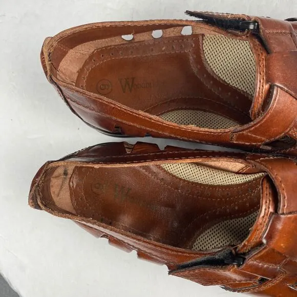 Woodbridge woven leather women's Brown sandals Size 9