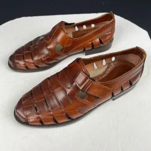 Woodbridge woven leather women's Brown sandals Size 9