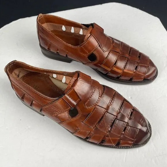 Woodbridge woven leather women's Brown sandals Size 9