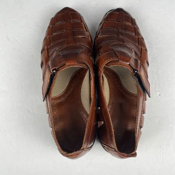 Woodbridge woven leather women's Brown sandals Size 9