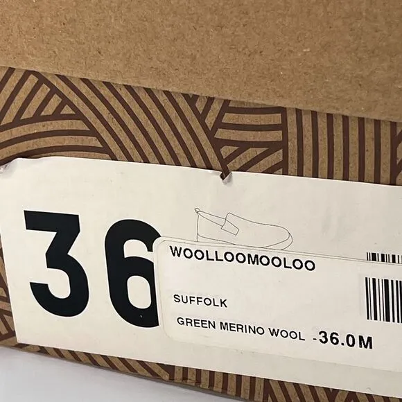 Woolloomooloo Suffolk Merino Wool Slip-On Shoe Green Women EU 36M/5.5 NWB