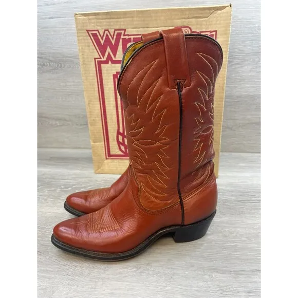 Wrangler 4317 Men's Boot Western Cowboy Embroidered Leather Pull-On US 8N Brown