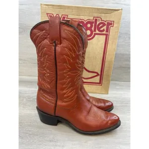 Wrangler 4317 Men's Boot Western Cowboy Embroidered Leather Pull-On US 8N Brown