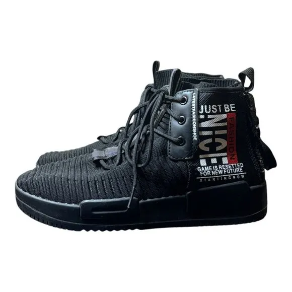 Xidiso Men’s High Top Fashion Sneakers Casual Shoe Black Sz 8 Just Be Nice Zip